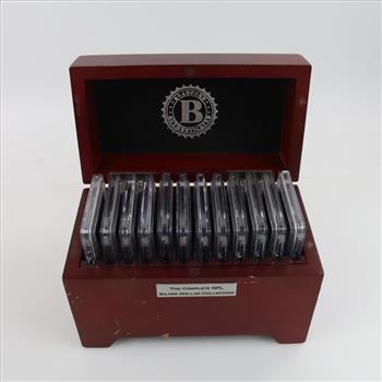 2015 Fiji One Dollar Proof Silver Plated NFL Bradford Collector Box, 12 Tokens