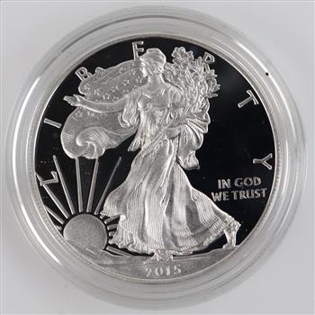 2015-W American Eagle Fine Silver 1oz Proof Dollar, COA With Box