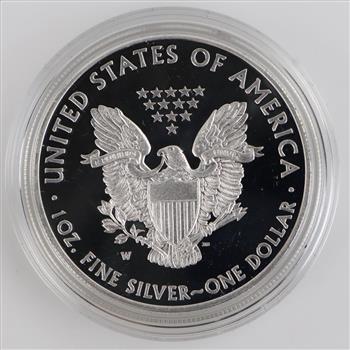2015-W American Eagle Fine Silver 1oz Proof Dollar, COA With Box