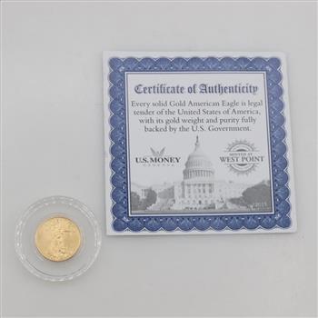 2016 American Eagle 1/10oz Fine Gold 5 Dollar Coin