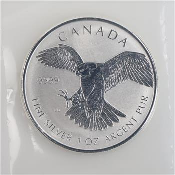2016 Canada Birds Of Prey Series Peregrine Falcon Reverse Proof Fine Silver 5 Dollars 1oz