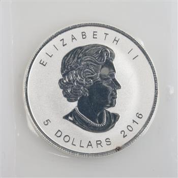 2016 Canada Birds Of Prey Series Peregrine Falcon Reverse Proof Fine Silver 5 Dollars 1oz