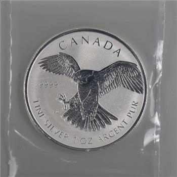 2016 Canada Birds Of Prey Series Peregrine Falcon Reverse Proof Fine Silver 5 Dollars 1oz
