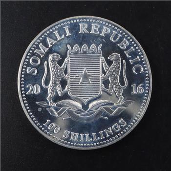 2016 Somali Republic African Wildlife 100 Shillings Fine Silver 1oz