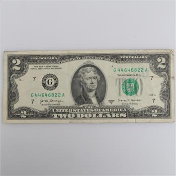 2017 A US Federal Reserve Note 2 Dollars