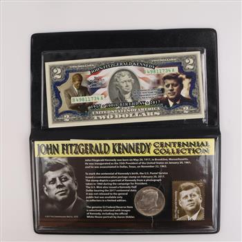 2017 JFK Centennial Commemorate Colorized 100th Bill And Coin/ With COA