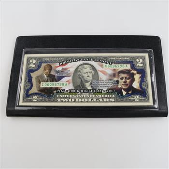 2017 JFK Centennial Commemorate Colorized 100th Bill And Coin/ With COA