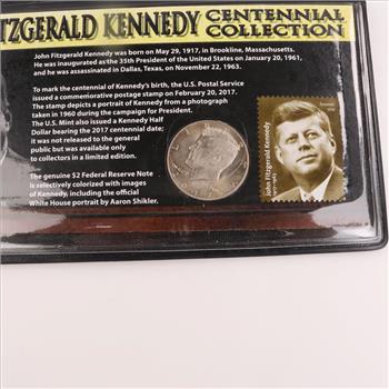 2017 JFK Centennial Commemorate Colorized 100th Bill And Coin/ With COA