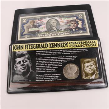 2017 JFK Centennial Commemorate Colorized 100th Bill And Coin/ With COA