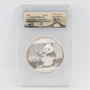 2017 PR70 Chinese Panda Fine Silver 50 Yen 150g PCGS Graded