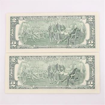2017-A & 2003-A US 2 Dollar Federal Reserve Note, 2 Bills