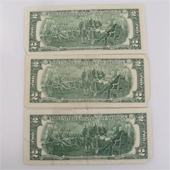 2017-A, & 2009 US Federal Reserve $2 Note, 3 Pieces