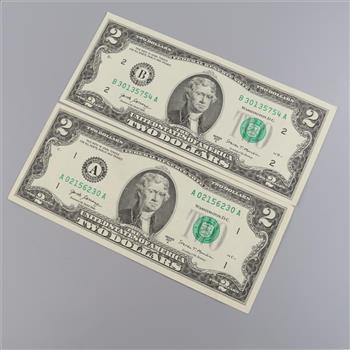 2017-A US Federal Reserve Note Two Dollars, 2 Pieces