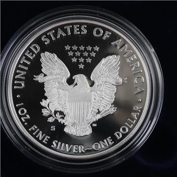 2018-S American Eagle Fine Silver 1 Oz Proof Dollar, COA With Box