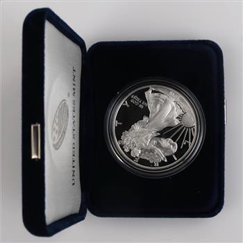 2018-S American Eagle Fine Silver 1 Oz Proof Dollar, COA With Box