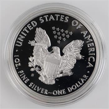 2018-S American Eagle Fine Silver 1 Oz Proof Dollar, COA With Box