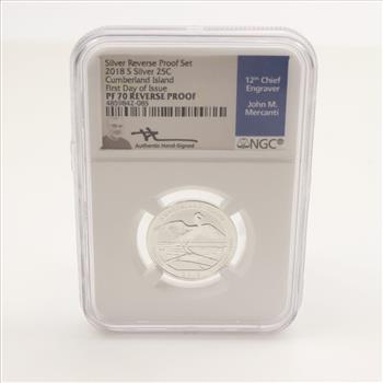 2018-S PF 70 Reverse Proof Silver Quarter NGC Graded