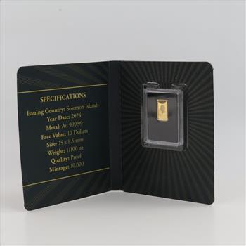 2024 Solomon Islands Fine Gold 10 Dollars 1/100oz Bar