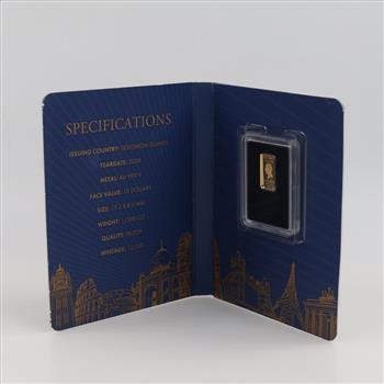 2024 Solomon Islands Fine Gold 10 Dollars 1/200oz Bar