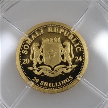 2024 Somalia Elephant Fine Gold 20 Shillings 1/50oz