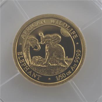 2024 Somalia Elephant Fine Gold 20 Shillings 1/50oz