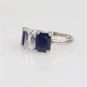 2.05cts TW Diamond And Sapphire Platinum Ring -Evaluated By Our Certified Gemologist-AGS/GIA