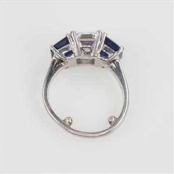 2.05cts TW Diamond And Sapphire Platinum Ring -Evaluated By Our Certified Gemologist-AGS/GIA