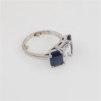 2.05cts TW Diamond And Sapphire Platinum Ring -Evaluated By Our Certified Gemologist-AGS/GIA