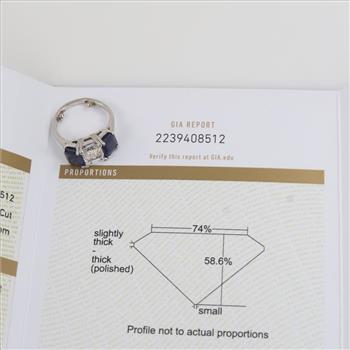 2.05cts TW Diamond And Sapphire Platinum Ring -Evaluated By Our Certified Gemologist-AGS/GIA