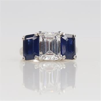 2.05cts TW Diamond And Sapphire Platinum Ring -Evaluated By Our Certified Gemologist-AGS/GIA