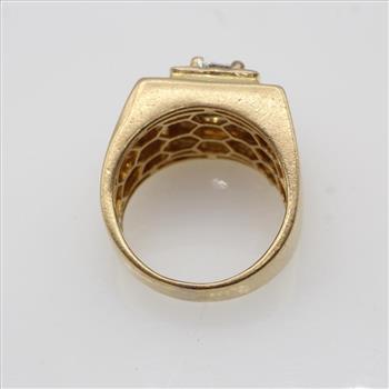 2.09cts TW Diamond 14kt Gold Signet Ring-Evaluated By Our Certified Gemologist-AGS/GIA