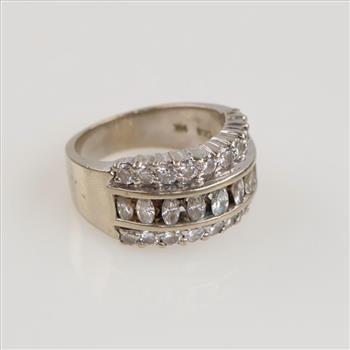 2.0cts TW Diamond 14kt White Gold Wedding Band- Evaluated By Our Certified Gemologist-AGS/GIA