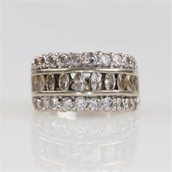 2.0cts TW Diamond 14kt White Gold Wedding Band- Evaluated By Our Certified Gemologist-AGS/GIA