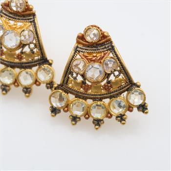 20kt Gold Clear Spinel Accent Earrings