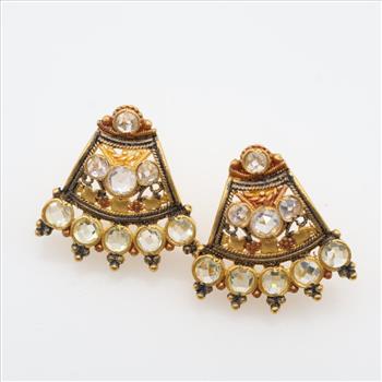 20kt Gold Clear Spinel Accent Earrings