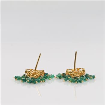 20kt Gold Emerald Beaded Tassel  Earrings- Evaluated By Our Certified Gemologist-AGS/GIA
