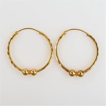 20kt Gold Hollow Hoop Earrings
