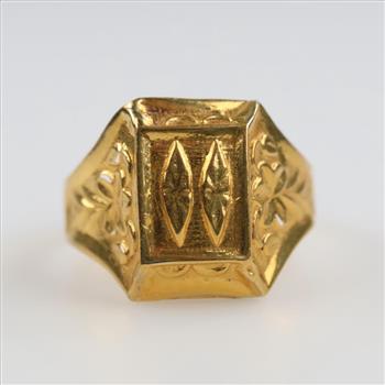 20kt Gold Hollow Signet Ring