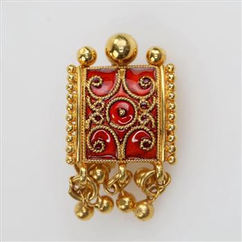 20kt Gold Red Enamel Earring