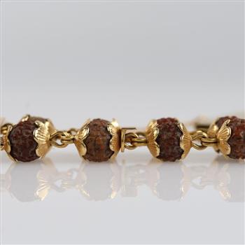 20kt Gold Rudraksha Bead Bracelet -Evaluated By Our Certified Gemologist-AGS/GIA