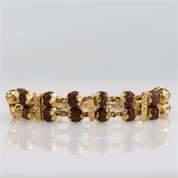 20kt Gold Rudraksha Bead Bracelet -Evaluated By Our Certified Gemologist-AGS/GIA