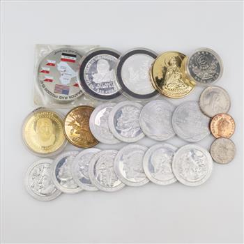 21 Foreign Coins And Tokens