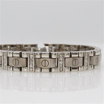 2.10cts TW Diamond 14kt White Gold Block Bracelet-Evaluated By Our Certified Gemologist - AGS / GIA