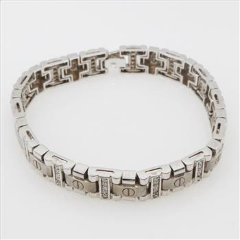 2.10cts TW Diamond 14kt White Gold Block Bracelet-Evaluated By Our Certified Gemologist - AGS / GIA
