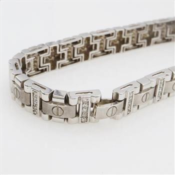 2.10cts TW Diamond 14kt White Gold Block Bracelet-Evaluated By Our Certified Gemologist - AGS / GIA
