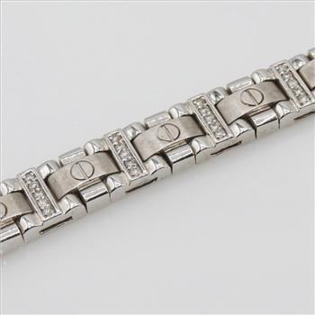 2.10cts TW Diamond 14kt White Gold Block Bracelet-Evaluated By Our Certified Gemologist - AGS / GIA