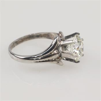 2.15cts TW Diamond GIA Certified Silver Solitaire Ring-Evaluated by Our Certified Gemologist-AGS/GIA