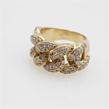 2.16cts TW Diamond 14kt Gold Curb Link Style Ring-Evaluated By Our Certified Gemologist-AGS/GIA