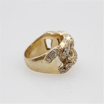 2.16cts TW Diamond 14kt Gold Curb Link Style Ring-Evaluated By Our Certified Gemologist-AGS/GIA