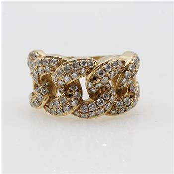 2.16cts TW Diamond 14kt Gold Curb Link Style Ring-Evaluated By Our Certified Gemologist-AGS/GIA